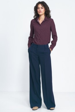 Granatowe spodnie typu wide leg SD81 Navy - Nife - 38