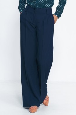 Granatowe spodnie typu wide leg SD81 Navy - Nife - 40