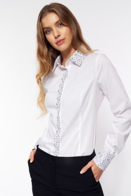 Koszula z wzorzystymi wstawkami K66 White - Nife - 36