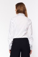 Koszula z wzorzystymi wstawkami K66 White - Nife - 36