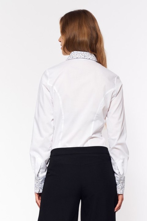 Koszula z wzorzystymi wstawkami K66 White - Nife - 36 Koszula z wzorzystymi wstawkami K66 White - Nife - 36