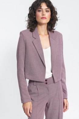 Krótki żakiet w bordową jodełkę Z52 Bordo - Nife - 36