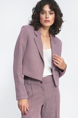 Krótki żakiet w bordową jodełkę Z52 Bordo - Nife - 36