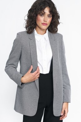 Niezapinany żakiet w czarną jodełkę Z53 Black - Nife - 40