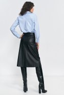 Spódnica Czarna trapezowa spódnica z ecoskóry SP73 Black - Nife - 40 Spódnica Czarna trapezowa spódnica z ecoskóry SP73 Black - Nife - 40