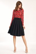 Spódnica midi z paskiem w kolorze czarnym SP63 Black - Nife - 42