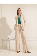 Spodnie Klasyczne beżowe spodnie z prostą nogawką SD77 Beige - Nife - 38 Spodnie Klasyczne beżowe spodnie z prostą nogawką SD77 Beige - Nife - 38