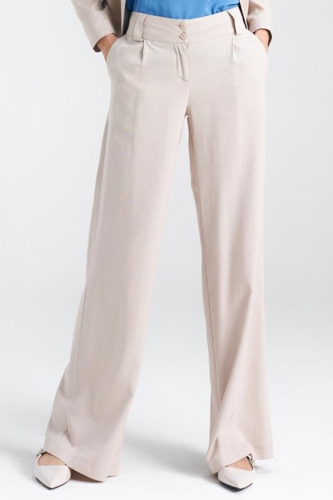 Spodnie lniane wide leg SD85 Beige - Nife - 36 Spodnie lniane wide leg SD85 Beige - Nife - 36