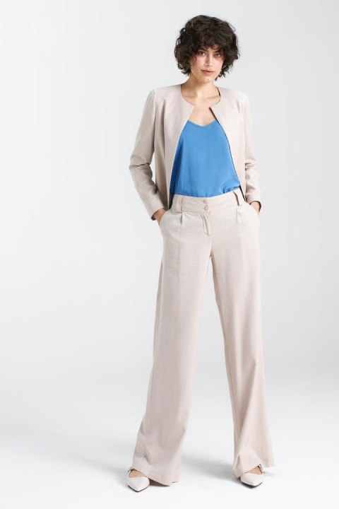 Spodnie lniane wide leg SD85 Beige - Nife - 36 Spodnie lniane wide leg SD85 Beige - Nife - 36