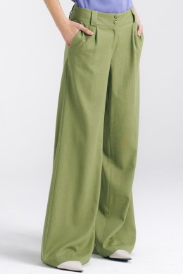 Spodnie lniane wide leg SD85 Green - Nife - 42
