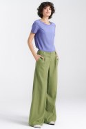 Spodnie lniane wide leg SD85 Green - Nife - 42 Spodnie lniane wide leg SD85 Green - Nife - 42