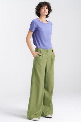 Spodnie lniane wide leg SD85 Green - Nife - 42