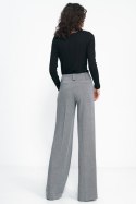 Spodnie wide leg w czarną jodełkę SD82 Black - Nife - 38 Spodnie wide leg w czarną jodełkę SD82 Black - Nife - 38