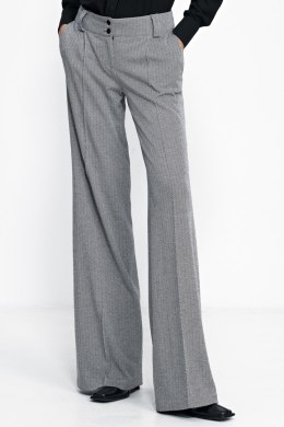 Spodnie wide leg w czarną jodełkę SD82 Black - Nife - 40
