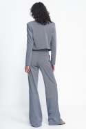 Spodnie wide leg w granatową jodełkę SD82 Navy - Nife - 38 Spodnie wide leg w granatową jodełkę SD82 Navy - Nife - 38