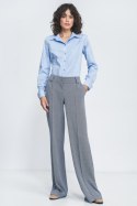 Spodnie wide leg w granatową jodełkę SD82 Navy - Nife - 40 Spodnie wide leg w granatową jodełkę SD82 Navy - Nife - 40