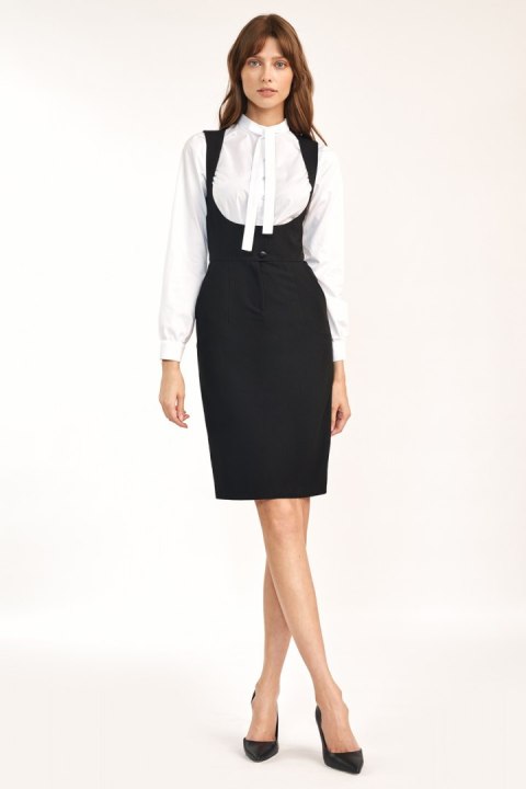 Sukienka Czarna sukienka z guzikami S183 Black - Nife - 38 Sukienka Czarna sukienka z guzikami S183 Black - Nife - 38
