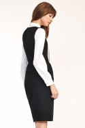 Sukienka Czarna sukienka z guzikami S183 Black - Nife - 44 Sukienka Czarna sukienka z guzikami S183 Black - Nife - 44