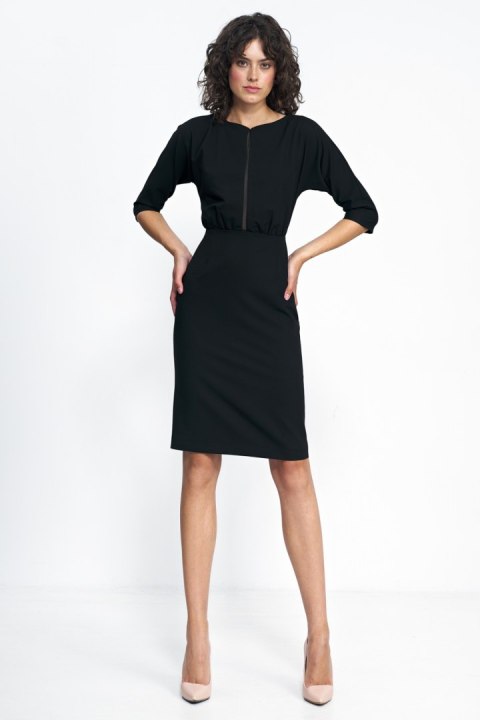 Sukienka Czarna sukienka z wstawką z tiulu S228 Black - Nife - 38 Sukienka Czarna sukienka z wstawką z tiulu S228 Black - Nife - 38