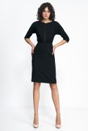 Sukienka Czarna sukienka z wstawką z tiulu S228 Black - Nife - 42 Sukienka Czarna sukienka z wstawką z tiulu S228 Black - Nife - 42