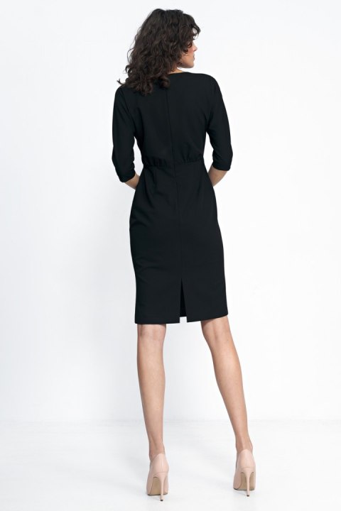 Sukienka Czarna sukienka z wstawką z tiulu S228 Black - Nife - 42 Sukienka Czarna sukienka z wstawką z tiulu S228 Black - Nife - 42