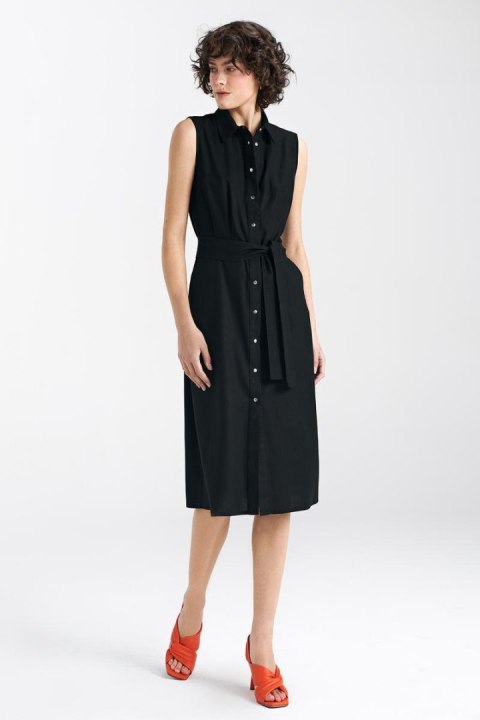 Sukienka bez rękawów zapinana na napy S236 Black - Nife - 38