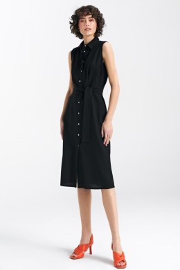 Sukienka bez rękawów zapinana na napy S236 Black - Nife - 38