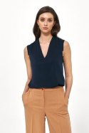 Wiskozowa bluzka bez rękawów w kolorze granatowym B148 Navy - Nife - 40 Wiskozowa bluzka bez rękawów w kolorze granatowym B148 Navy - Nife - 40