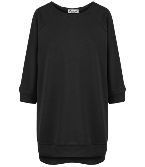 Dresowa sportowa bluza sukienka tunika bawełna ADRIANA (Czarny)