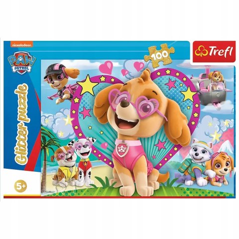 Puzzle Psi Patrol 100 el. W blasku Skye brokatowe Glitter Trefl 5+ 14818 Puzzle Psi Patrol 100 el. W blasku Skye brokatowe Glitter Trefl 5+ 14818