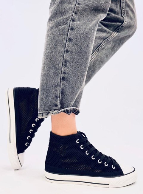Ażurowe trampki za kostkę MOUSSE BLACK - 39 Ażurowe trampki za kostkę MOUSSE BLACK - 39