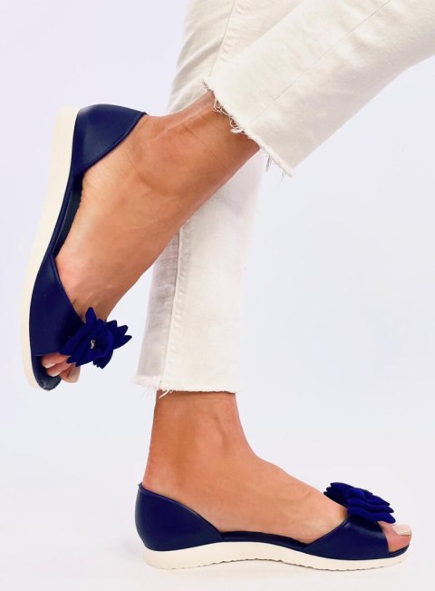 Baleriny meliski open toe AGATHE NAVY - 40