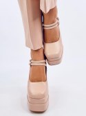 Czółenka na platformie licowe LOIT BEIGE - 37 Czółenka na platformie licowe LOIT BEIGE - 37