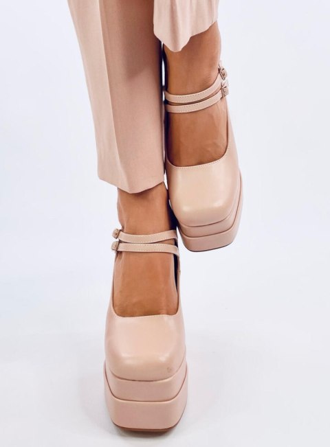 Czółenka na platformie licowe LOIT BEIGE - 37 Czółenka na platformie licowe LOIT BEIGE - 37