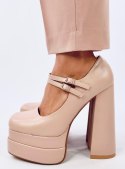 Czółenka na platformie licowe LOIT BEIGE - 37 Czółenka na platformie licowe LOIT BEIGE - 37