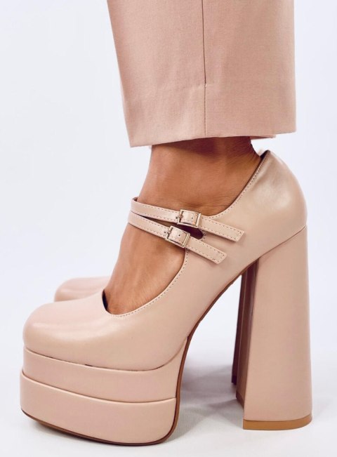 Czółenka na platformie licowe LOIT BEIGE - 37 Czółenka na platformie licowe LOIT BEIGE - 37