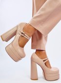 Czółenka na platformie licowe LOIT BEIGE - 37 Czółenka na platformie licowe LOIT BEIGE - 37