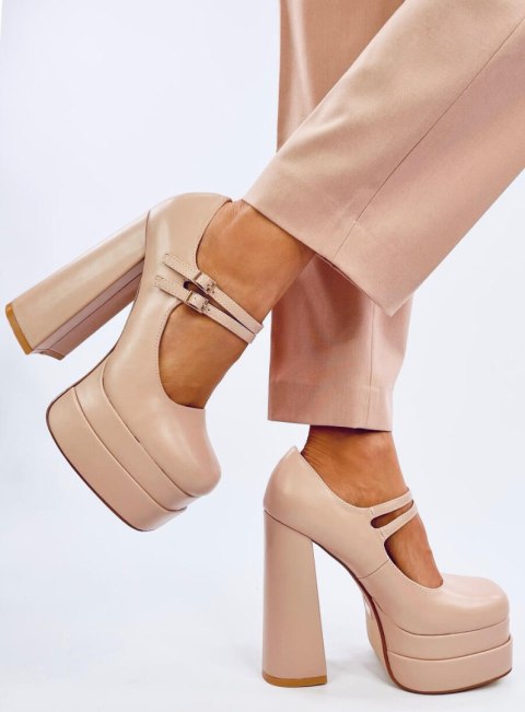 Czółenka na platformie licowe LOIT BEIGE - 37 Czółenka na platformie licowe LOIT BEIGE - 37