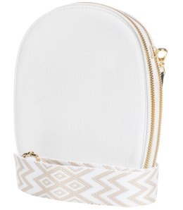 Mała stylowa ładna mini torebka kopertówka 3 komory 2 paski (Biały)