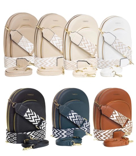 Mała stylowa ładna mini torebka kopertówka 3 komory 2 paski (Granatowy)