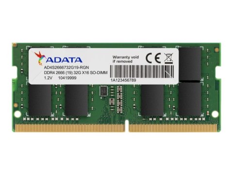 Pamięć A-DATA (SODIMM/DDR4/32 GB/3200MHz/1.2V/22 CLCL/SINGLE) Pamięć A-DATA (SODIMM/DDR4/32 GB/3200MHz/1.2V/22 CLCL/SINGLE)