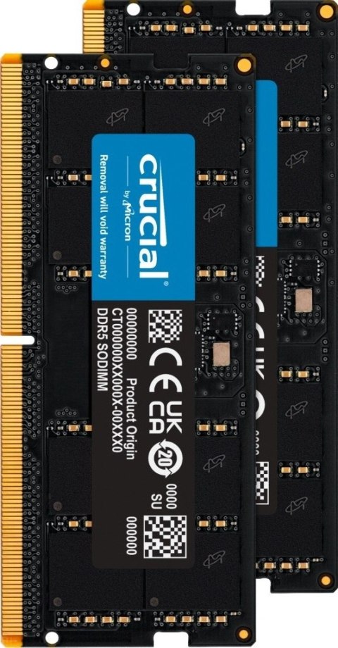 Pamięć CRUCIAL (SODIMM/DDR5/64 GB/4800MHz/40CL/DUAL) Pamięć CRUCIAL (SODIMM/DDR5/64 GB/4800MHz/40CL/DUAL)