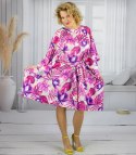 Kolorowa Sukienka tunika motyl wiązana w pasie AURORA (Różowy || Wielokolorowy) Kolorowa Sukienka tunika motyl wiązana w pasie AURORA (Różowy || Wielokolorowy)