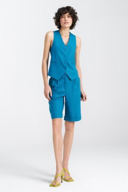 Krótkie lniane spodnie typu szorty SD86 Blue - Nife - 38