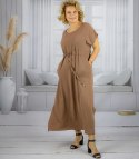 Długa sukienka maxi z wiązaniem w pasie "Letnia Elegancja" (Brązowy) Długa sukienka maxi z wiązaniem w pasie "Letnia Elegancja" (Brązowy)