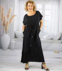 Długa sukienka maxi z wiązaniem w pasie "Letnia Elegancja" (Czarny) Długa sukienka maxi z wiązaniem w pasie "Letnia Elegancja" (Czarny)