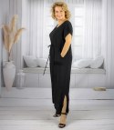 Długa sukienka maxi z wiązaniem w pasie "Letnia Elegancja" (Czarny) Długa sukienka maxi z wiązaniem w pasie "Letnia Elegancja" (Czarny)