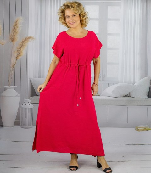 Długa sukienka maxi z wiązaniem w pasie "Letnia Elegancja" (Czerwony) Długa sukienka maxi z wiązaniem w pasie "Letnia Elegancja" (Czerwony)