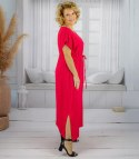 Długa sukienka maxi z wiązaniem w pasie "Letnia Elegancja" (Czerwony)