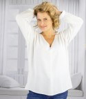 Elegancka bluzka oversize z delikatnie bufiastymi rękawami MARCELINA (Biały) Elegancka bluzka oversize z delikatnie bufiastymi rękawami MARCELINA (Biały)